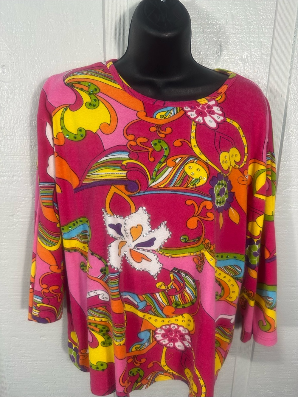 Take Two Pink Floral Print Sweater Size 2X GUC